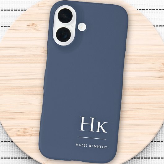 モノグラムネイビーブルーホワイトプロフェッショナル エレガント Case-Mate iPhoneケース