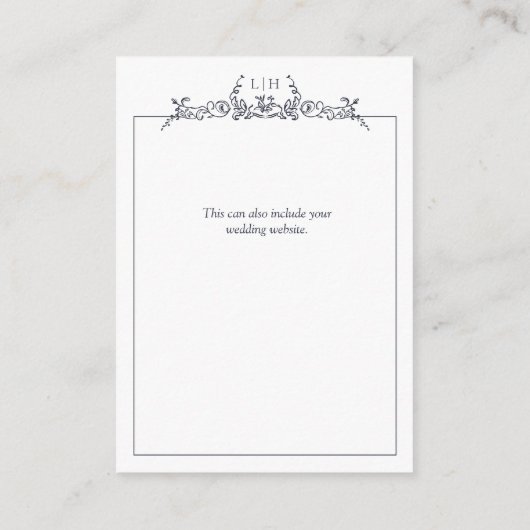 モノグラムネイビーブルー縁どフローラ結婚ズ詳細 エンクロージャーカード (裏面)