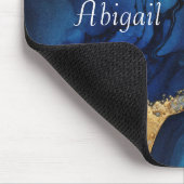 モノグラムネイビーブルー金ゴールドアガテマーブルウォーター色 マウスパッド (コーナー)