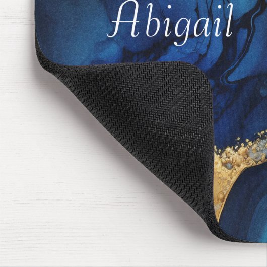 モノグラムネイビーブルー金ゴールドアガテマーブルウォーター色 マウスパッド (コーナー)