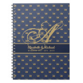 モノグラムネイビーブルー金ゴールドクラウンキングクイーンニューリュウィズ ノートブック (正面)