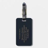 モノグラムネイビーブルー金ゴールドゲートスタイリッシュゲ ラゲッジタグ (裏面縦)