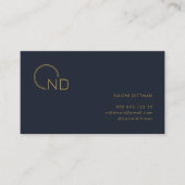 モノグラムネイビーブルー金ゴールドミニマリストパーソナル 名刺 (正面)