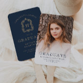 モノグラムネイビーブルー金ゴールド写真卒業 ハンドファン