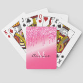 モノグラムネオンホットピンクメタリック滴下グリッター トランプ (裏面)