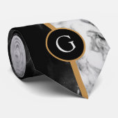 モノグラムネックタイ白黒チェック大理石 ネクタイ (ロール)