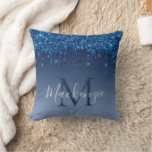 モノグラムネービーブルーグリッターシモダンックスパークリー クッション (ブランケット)