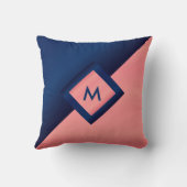 モノグラムネービーブルー&コーラル クッション (裏面)