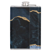 モノグラムネームアガテネイビーブルー金ゴールド宝石マーブル フラスク (裏面)