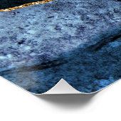 モノグラムネームアガテネイビーブルー金ゴールド宝石マーブル ポスター (コーナー)