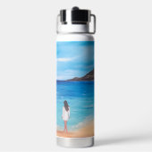 モノグラムネームウーマンビーチ海アートランドスケープ ウォーターボトル (背面)