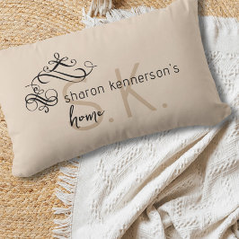 モノグラムネームエレガントホームデコールカーキランバーピル ランバークッション