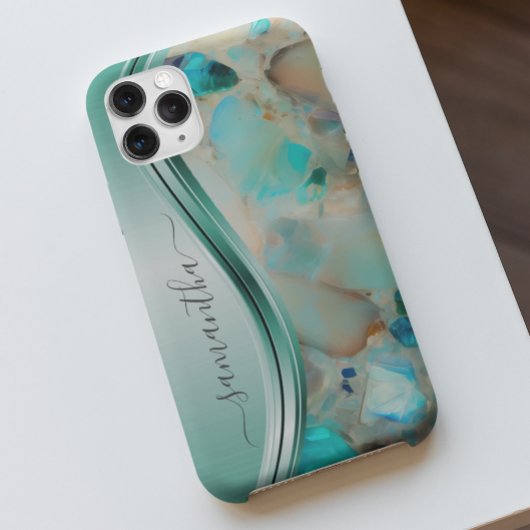 モノグラムネームオパールターコイズアクア Case-Mate iPhoneケース