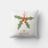 モノグラムネームクリスマスホリーウィンターフローラ クッション (正面)