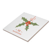 モノグラムネームクリスマスホリーウィンターフローラ タイル (側面)