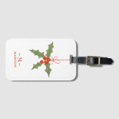 モノグラムネームクリスマスホリーウィンターフローラ ラゲッジタグ (正面横)