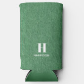 モノグラムネームグリーンデニムプリント12oz スリム缶クーラー (正面)