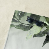 モノグラムネームグリーンリーフローラユーカリ葉 ビーチタオル (インサイチュ)