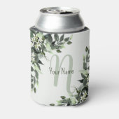 モノグラムネームグリーンリーフローラユーカリ葉 缶クーラー (缶裏面)