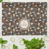 モノグラムネームコーヒーラバーカフェ キッチンタオル (折り畳み)