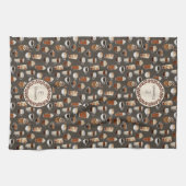 モノグラムネームコーヒーラバーカフェ キッチンタオル (横)