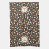 モノグラムネームコーヒーラバーカフェ キッチンタオル (縦)