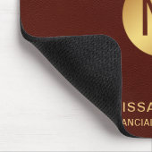 モノグラムネームシッククラッシーフェイクレッドレザー&金ゴールド マウスパッド (コーナー)