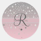モノグラムネームピンクグレーシルバースターズトレンディー ラウンドシール (正面)