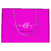 モノグラムネームピンクブライダルスウィート16結婚th ラージペーパーバッグ (裏面)