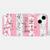 モノグラムネームピンクホワイトグレーグリッタートレンディー Case-Mate iPhoneケース (裏面 (横))