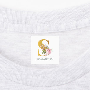 モノグラムネームフローラグリーンリーアイロン服飾 ラベル