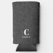 モノグラムネームブラックデニムプリントスリム スリム缶クーラー (正面)