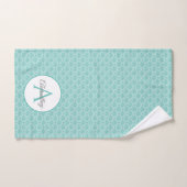 モノグラムネームホワイトシーシェルパターンビーチハウス バスタオルセット (ハンドタオル)