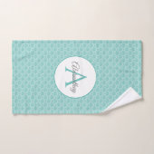 モノグラムネームホワイトシーシェルパターンビーチハウス バスタオルセット (ハンドタオル)