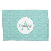 モノグラムネームホワイトシーシェルパターンビーチハウス 枕カバー (正面左)