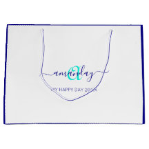 モノグラムネームホワイトブルーブライダルスウィート16結婚th