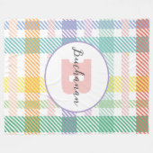 モノグラムネームモダンパステルピクニック フリースブランケット (正面(横))