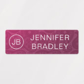 モノグラムネームラグジュアリーレッド金ゴールドペイズリーパターン ラベル (デザイン1)