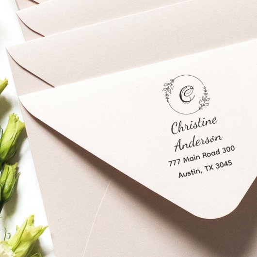 モノグラムネーム差出人住所グリーナリーリース セルフインキングスタンプ