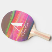 モノグラムネーム抽象芸術アートホットピンク 卓球ラケット (横)