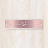 モノグラムネーム文字バラ金ゴールド赤面グリッタースパークル サインプレート (正面)