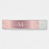 モノグラムネーム文字バラ金ゴールド赤面グリッタースパークル サインプレート (正面)