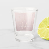 モノグラムネーム文字バラ金ゴールド赤面グリッタースパークル ショットグラス (裏面)