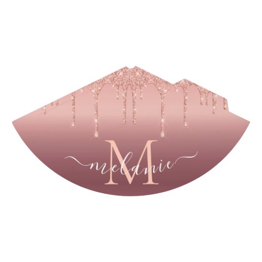 モノグラムネーム文字バラ金ゴールド赤面グリッタースパークル パーティーハット (正面)