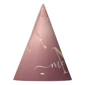 モノグラムネーム文字バラ金ゴールド赤面グリッタースパークル パーティーハット (左)