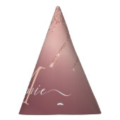 モノグラムネーム文字バラ金ゴールド赤面グリッタースパークル パーティーハット (右)