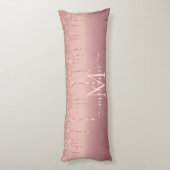 モノグラムネーム文字バラ金ゴールド赤面グリッタースパークル ボディピロー (裏面 (縦))