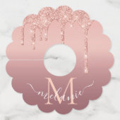 モノグラムネーム文字バラ金ゴールド赤面グリッタースパークル ワイングラスタグ (裏面)