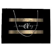 モノグラムネーム白黒金ゴールドラグジュアリーショップ ラージペーパーバッグ (裏面)