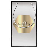 モノグラムネーム金ゴールドブラックグレーファッションブティック スモールペーパーバッグ (裏面)